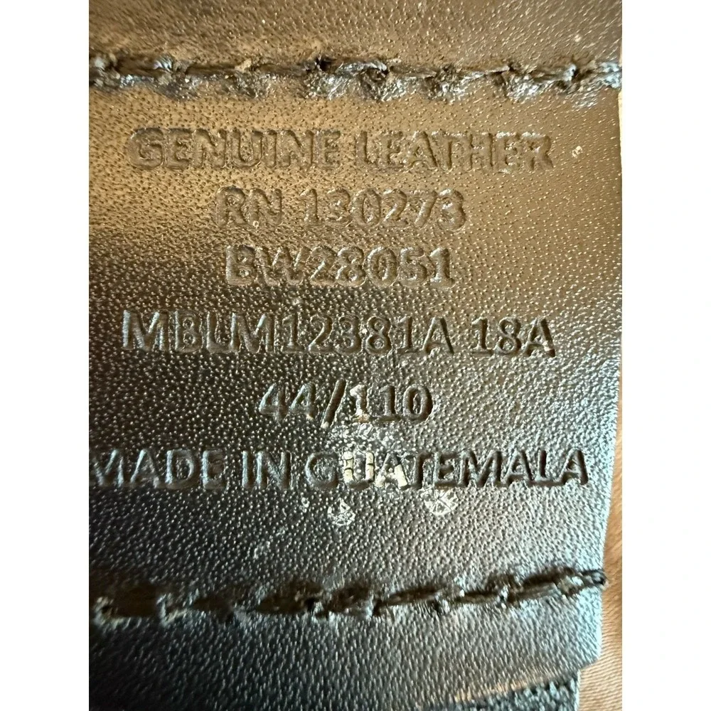 Black Tactical Double Perforated Leather Belt ‎ Sz 44/110 Made In Guatemala.